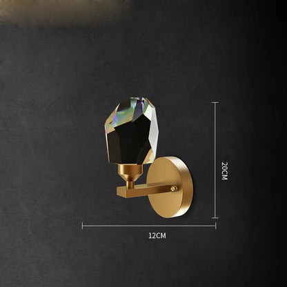 Modern black & gold crystal led wall sconce bedroom light