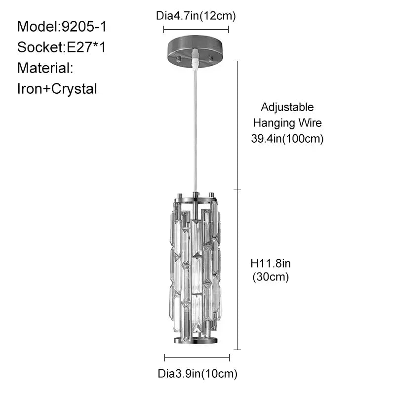 Modern black & gold crystal mini pendant chandelier – kitchen light