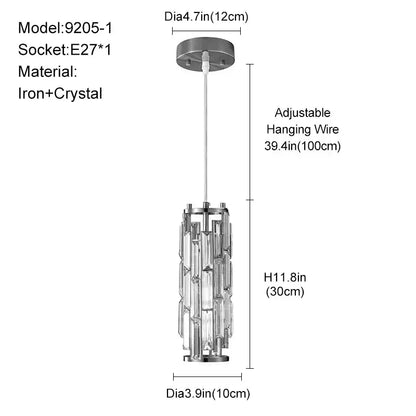 Modern black & gold crystal mini pendant chandelier – kitchen light