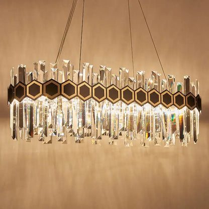 Modern black & gold crystal oval chandelier dining room ceiling light