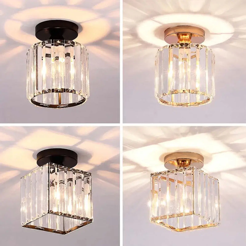 Modern black & gold crystal pendant ceiling light bedroom decor