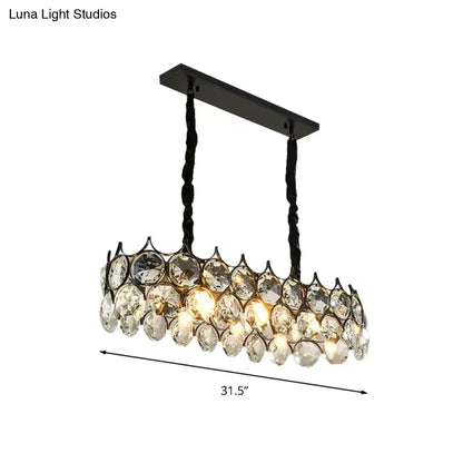 Modern black & gold crystal prism shade pendant lighting fixture dining room