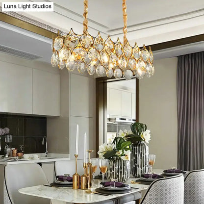 Modern black & gold crystal prism shade pendant lighting fixture dining room