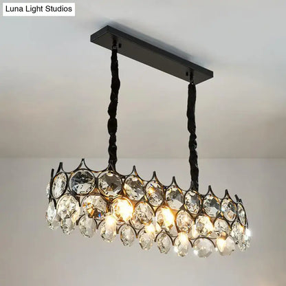 Modern black & gold crystal prism shade pendant lighting fixture dining room