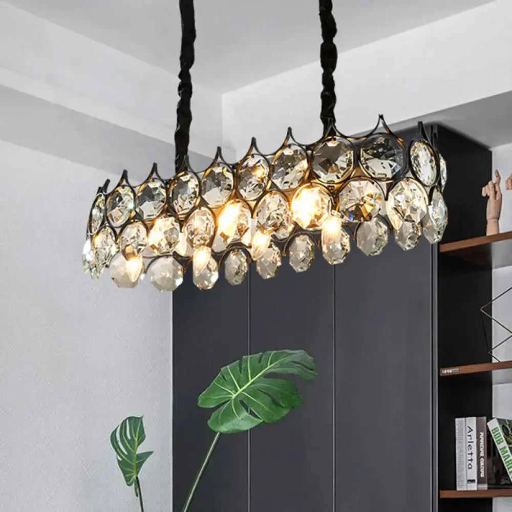 Modern black & gold crystal prism shade pendant lighting fixture dining room