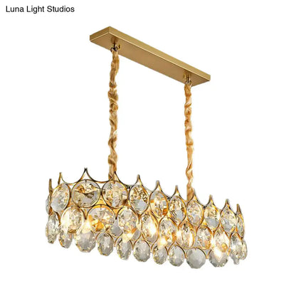 Modern black & gold crystal prism shade pendant lighting fixture dining room