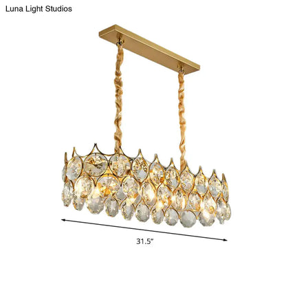 Modern black & gold crystal prism shade pendant lighting fixture dining room