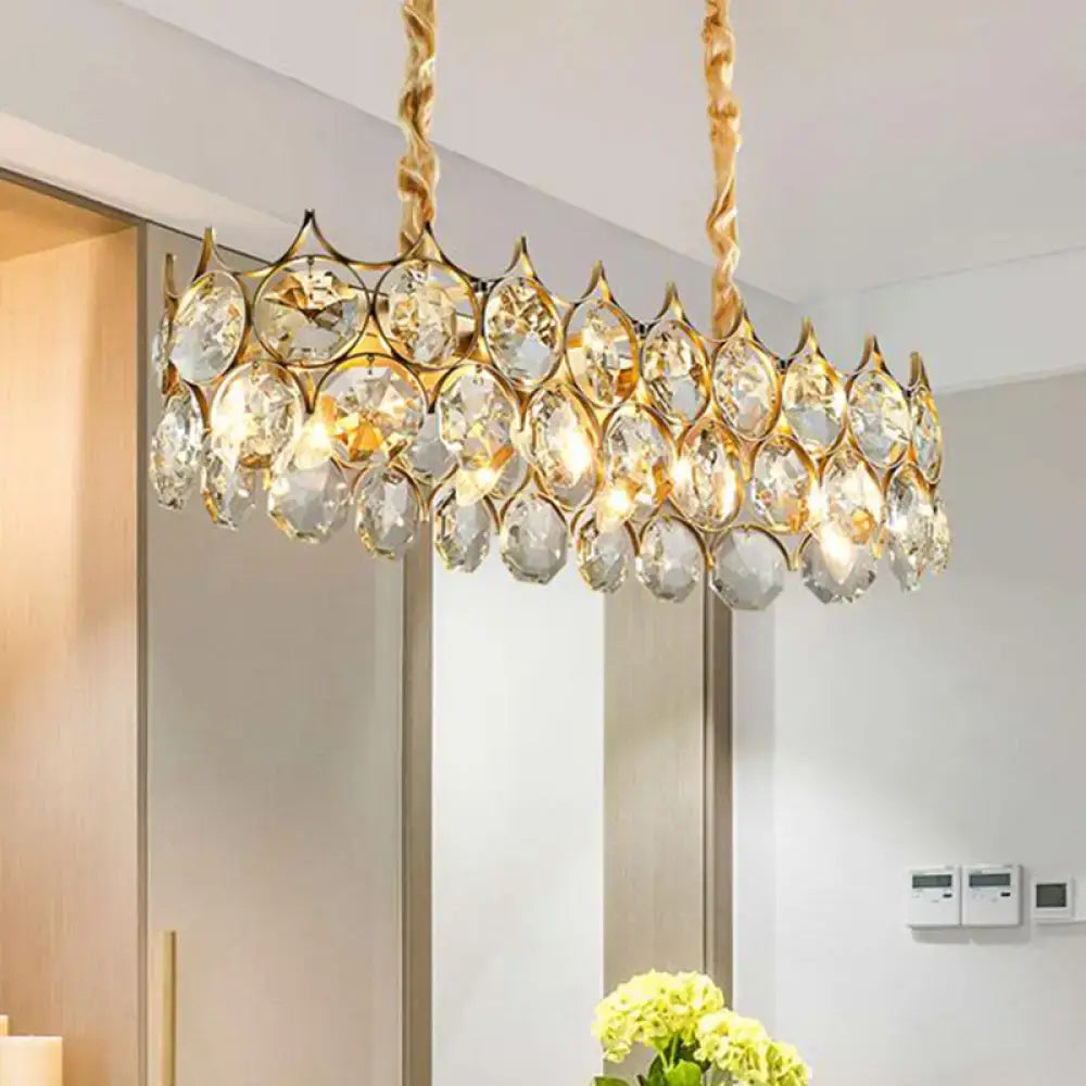 Modern black & gold crystal prism shade pendant lighting fixture dining room