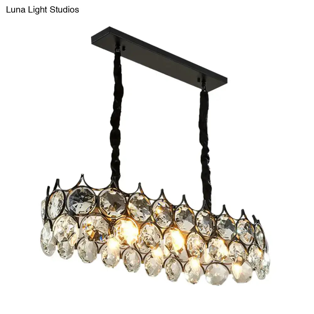 Modern black & gold crystal prism shade pendant lighting fixture dining room