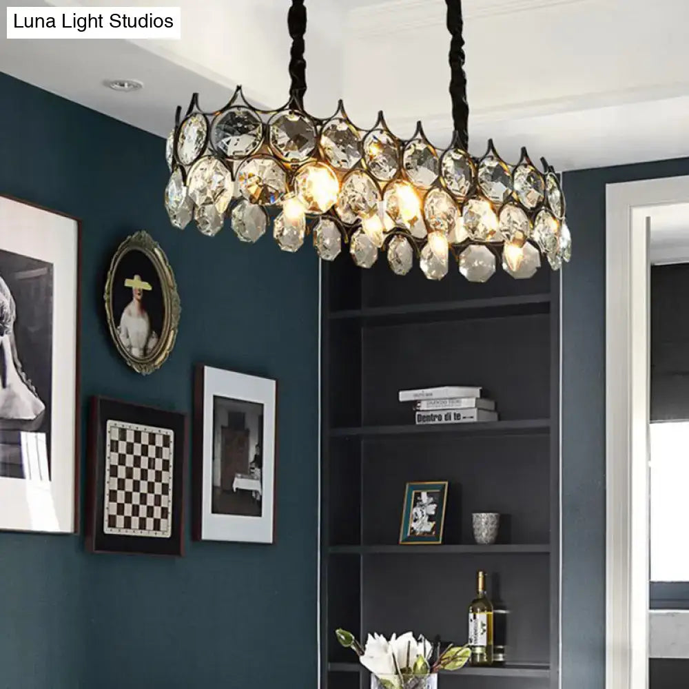 Modern black & gold crystal prism shade pendant lighting fixture dining room