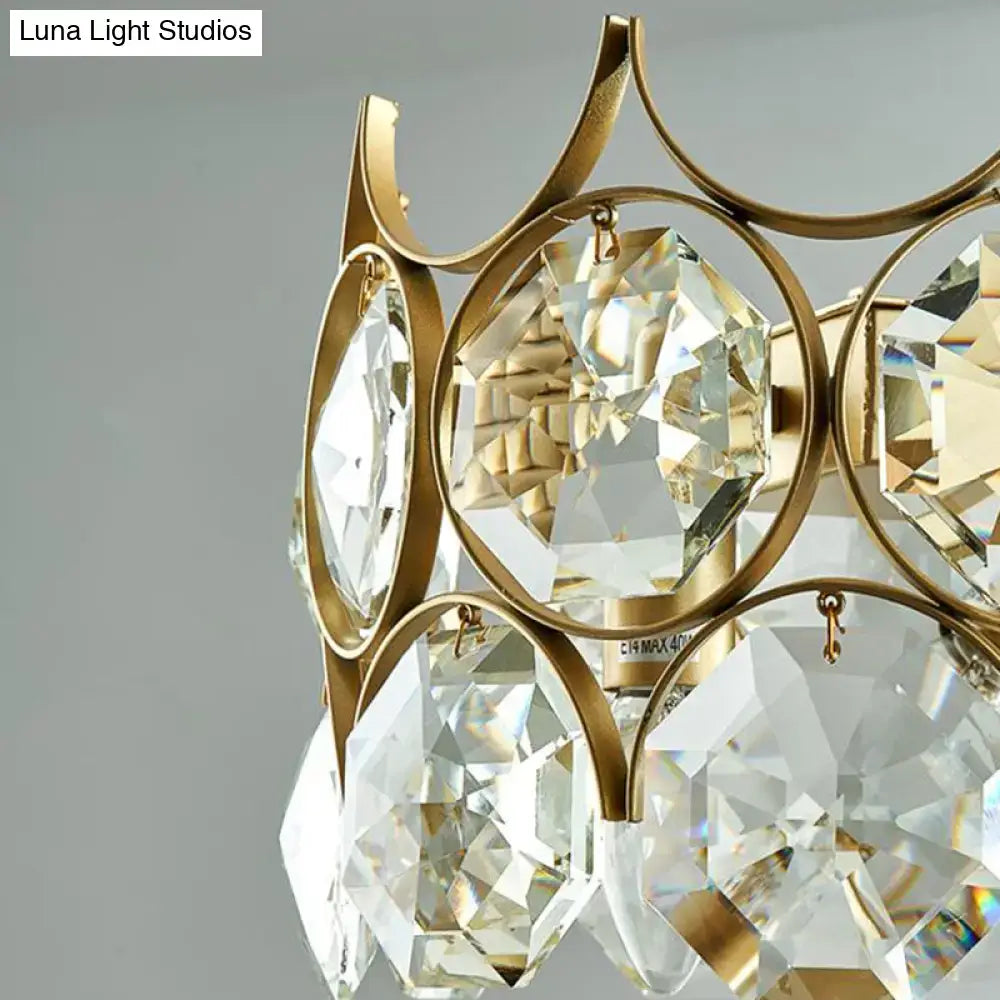 Modern black & gold crystal prism shade pendant lighting fixture dining room
