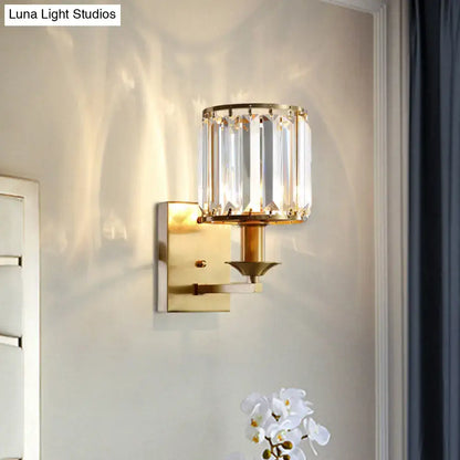 Modern black & gold crystal sconce light fixture bedroom wired electric
