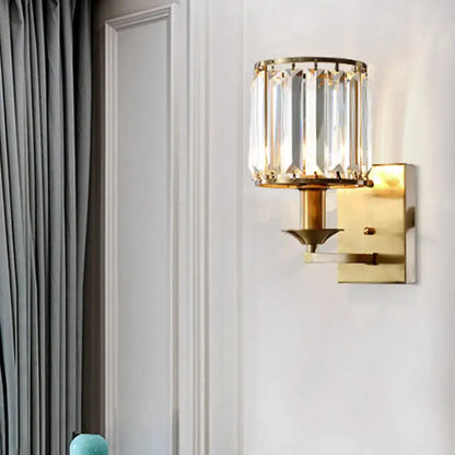 Modern black & gold crystal sconce light fixture bedroom wired electric