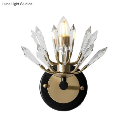 Modern black & gold crystal sconce light living room wall lamp