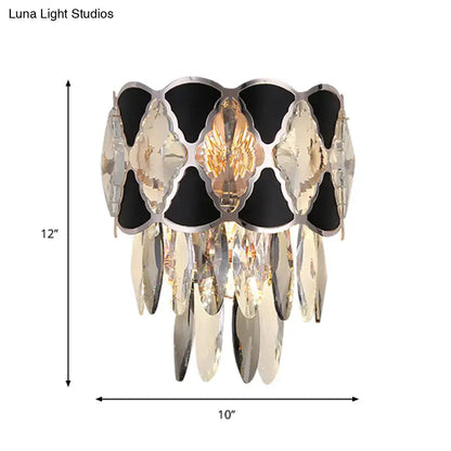 Modern black & gold crystal wall lamp fixture living room sconce