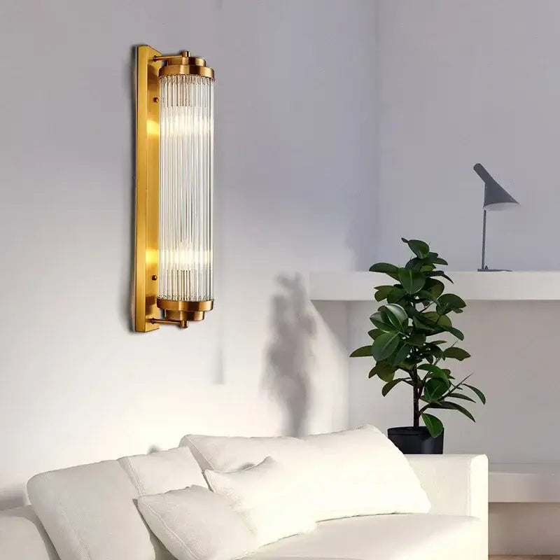 Modern black & gold crystal wall lamp for bedroom living room