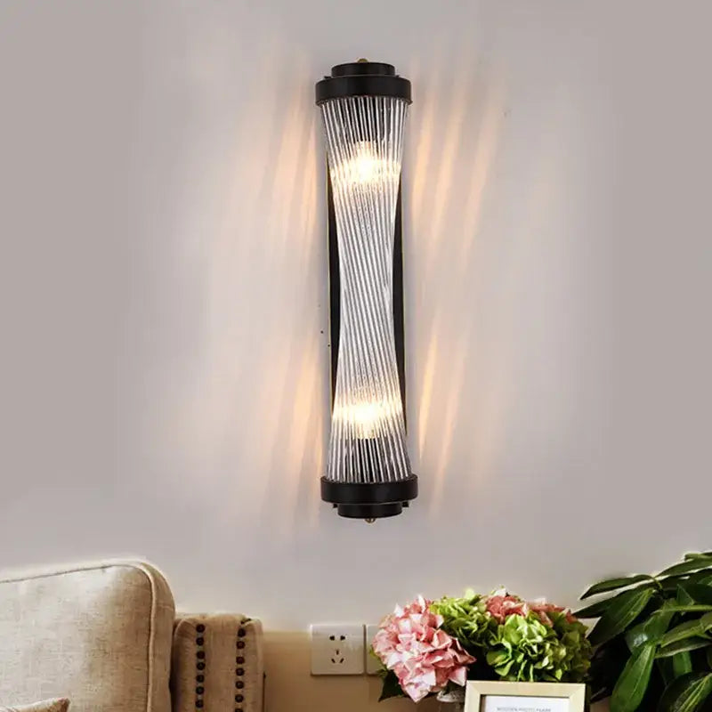 Modern black & gold crystal wall lamp for bedroom living room