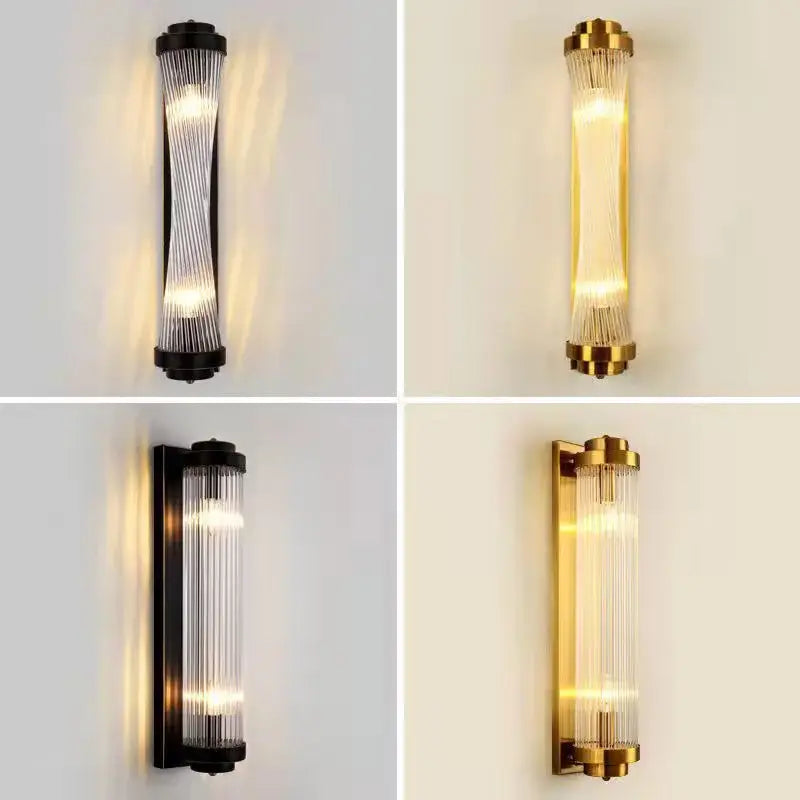 Modern black & gold crystal wall lamp for bedroom living room