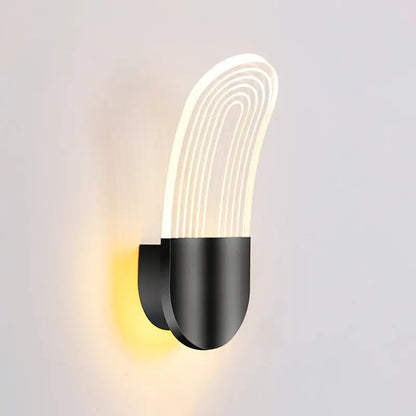Modern black & gold curved led sconce light bedroom wall lamp