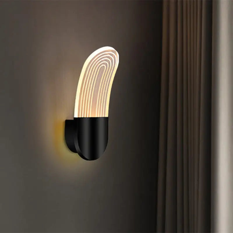 Modern black & gold curved led sconce light bedroom wall lamp