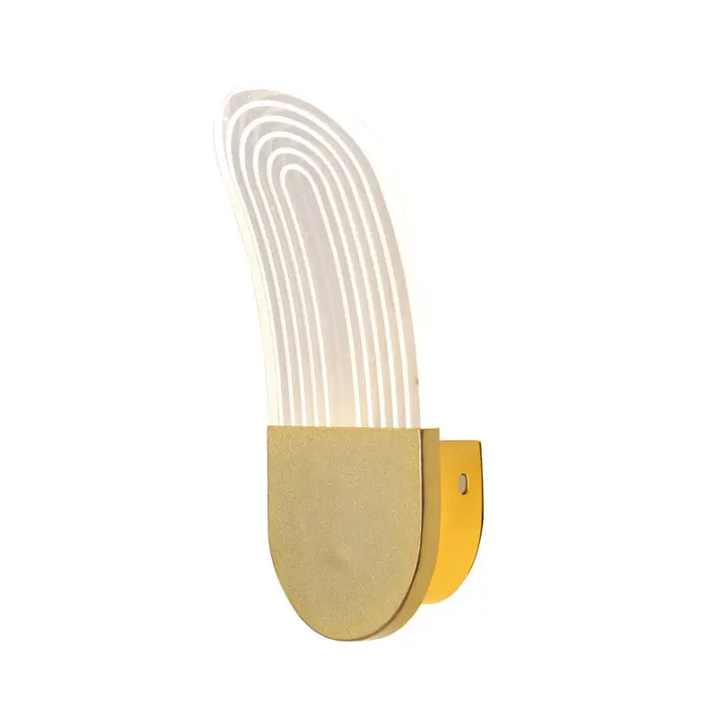 Modern black & gold curved led sconce light bedroom wall lamp