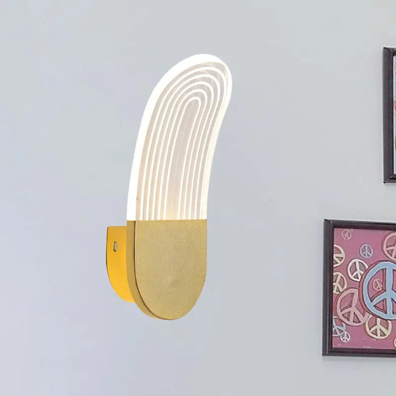 Modern black & gold curved led sconce light bedroom wall lamp