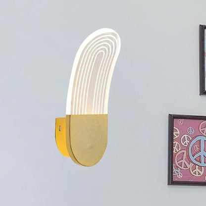 Modern black & gold curved led sconce light bedroom wall lamp