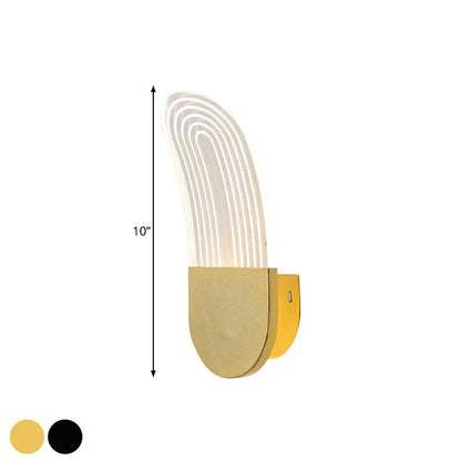 Modern black & gold curved led sconce light bedroom wall lamp