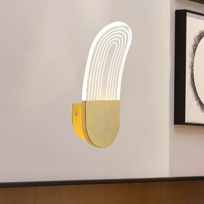 Modern black & gold curved led sconce light bedroom wall lamp