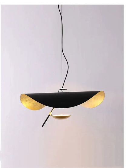 Modern black & gold curved pendant light dining room lamp