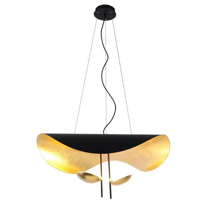 Modern black & gold curved pendant light dining room lamp