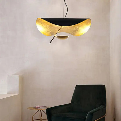 Modern black & gold curved pendant light dining room lamp