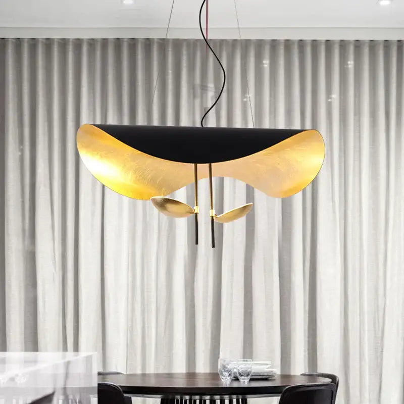Modern black & gold curved pendant light dining room lamp