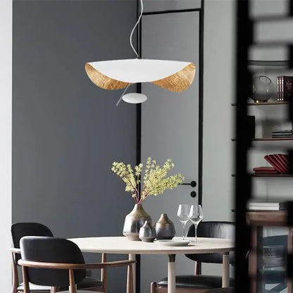 Modern black & gold curved pendant light dining room lamp