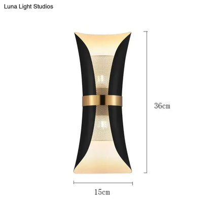 Modern black & gold curved wall lamp for bedroom