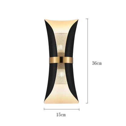 Modern black & gold curved wall lamp for bedroom