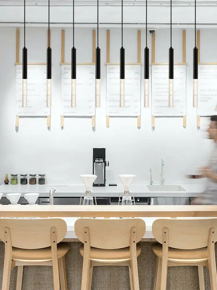 Modern black & gold cylinder pendant lights for kitchen island