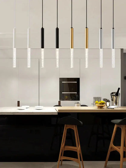 Modern black & gold cylinder pendant lights for kitchen island