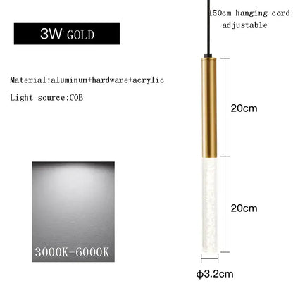 Modern black & gold cylinder pendant lights for kitchen island