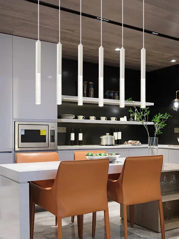 Modern black & gold cylinder pendant lights for kitchen island