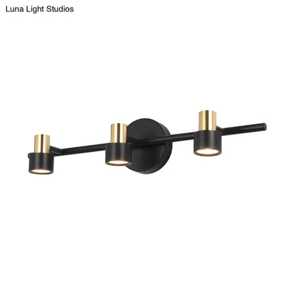Modern black & gold cylinder wall light bedroom vanity lamp