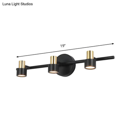 Modern black & gold cylinder wall light bedroom vanity lamp