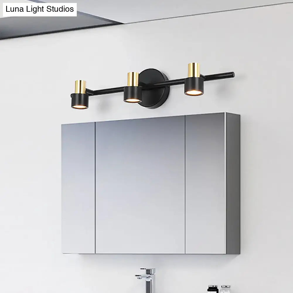 Modern black & gold cylinder wall light bedroom vanity lamp