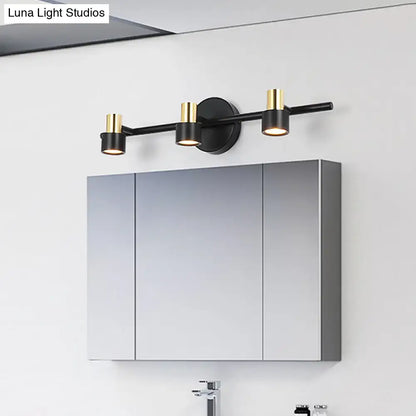 Modern black & gold cylinder wall light bedroom vanity lamp