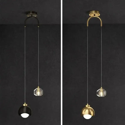 Modern black & gold crystal round chandelier bedroom light