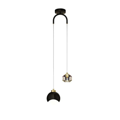 Modern black & gold crystal round chandelier bedroom light