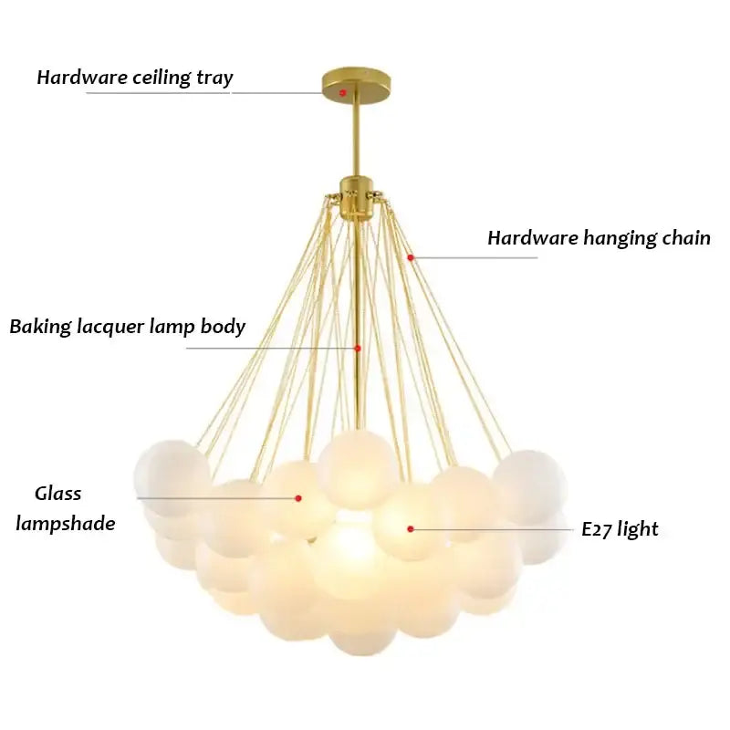 Modern black & gold glass chandelier dining room light