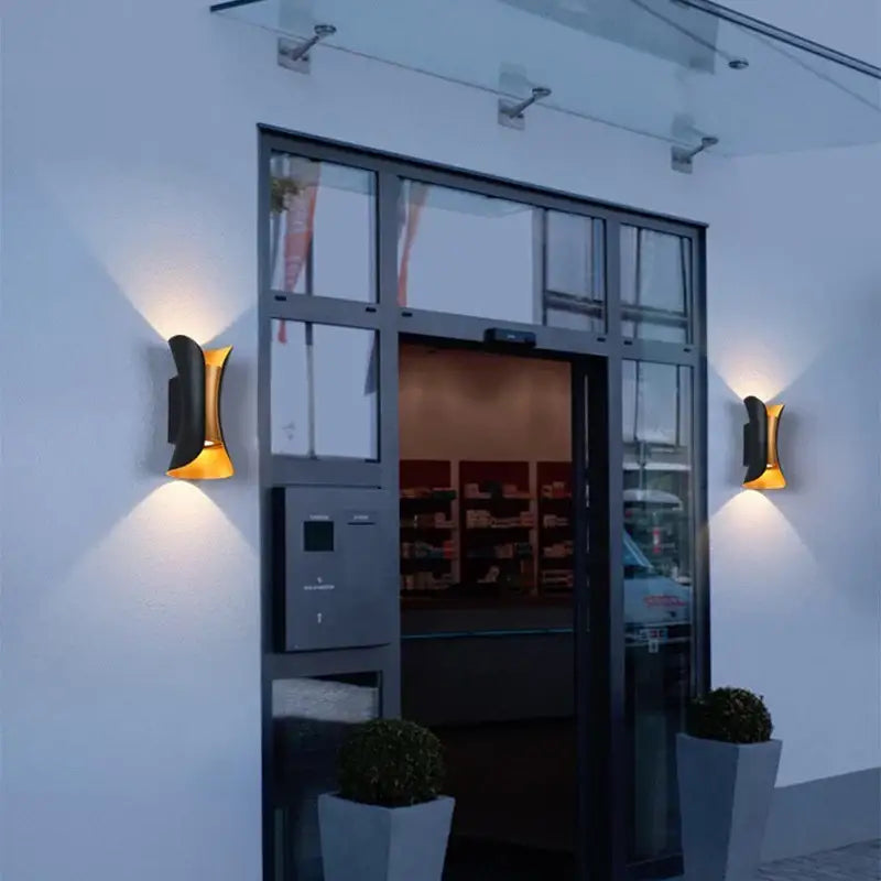 Modern black & gold led waterproof wall lamp living room