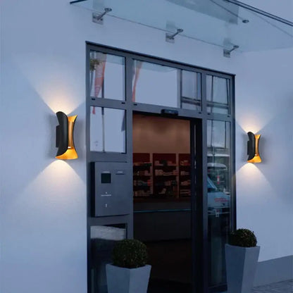 Modern black & gold led waterproof wall lamp living room