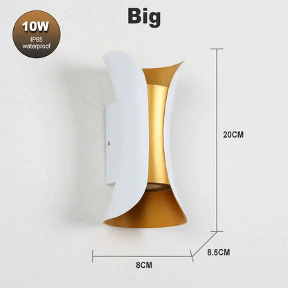 Modern black & gold led waterproof wall lamp living room